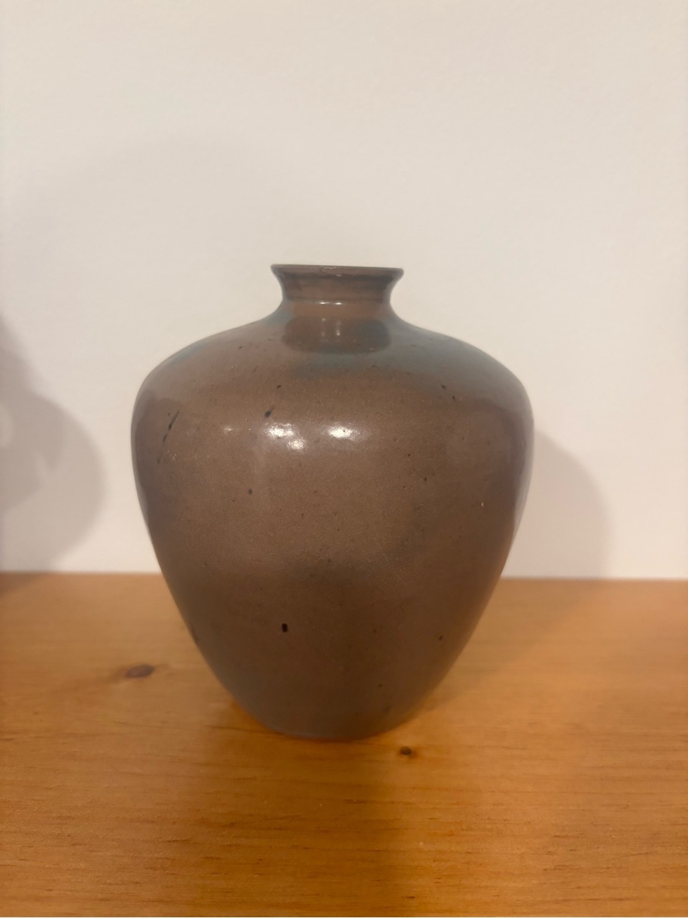 Studio Art Pottery Vase Brown Blue Glaze Signed Handmade 5.75”
